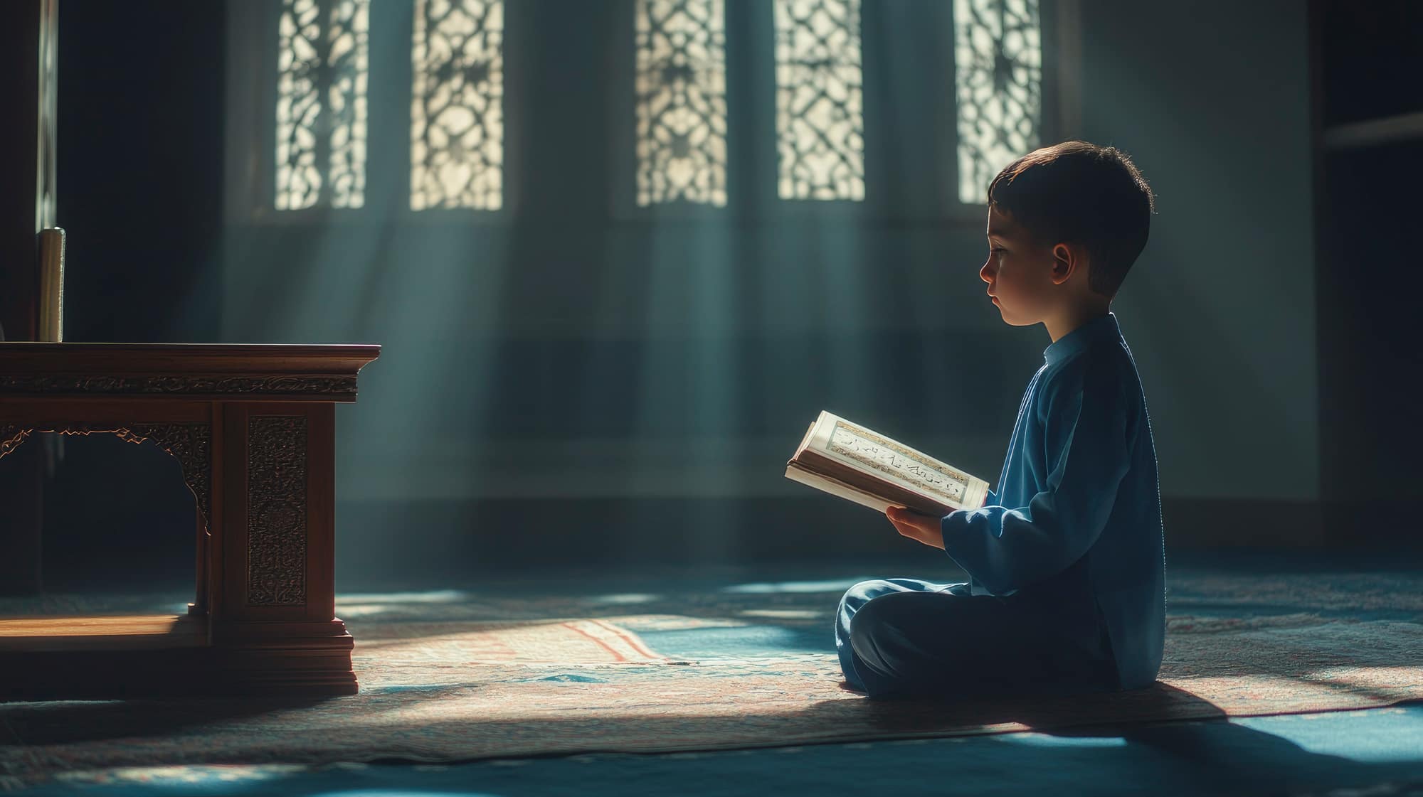Muslim family learning Quran